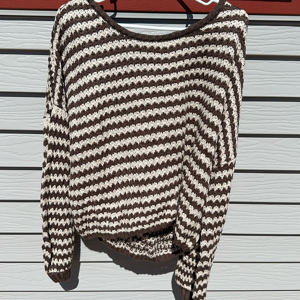 By The River Large Brown and Tan Lightweight Sweater